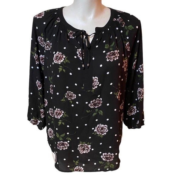 Zac & Rachel Blouse Polka Dot & Floral Size XL - Picture 1 of 7